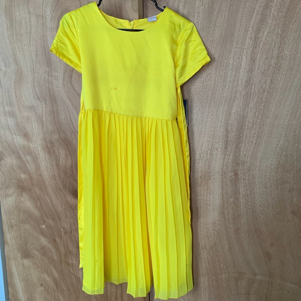 Yellow Pleated-Skirt Dress